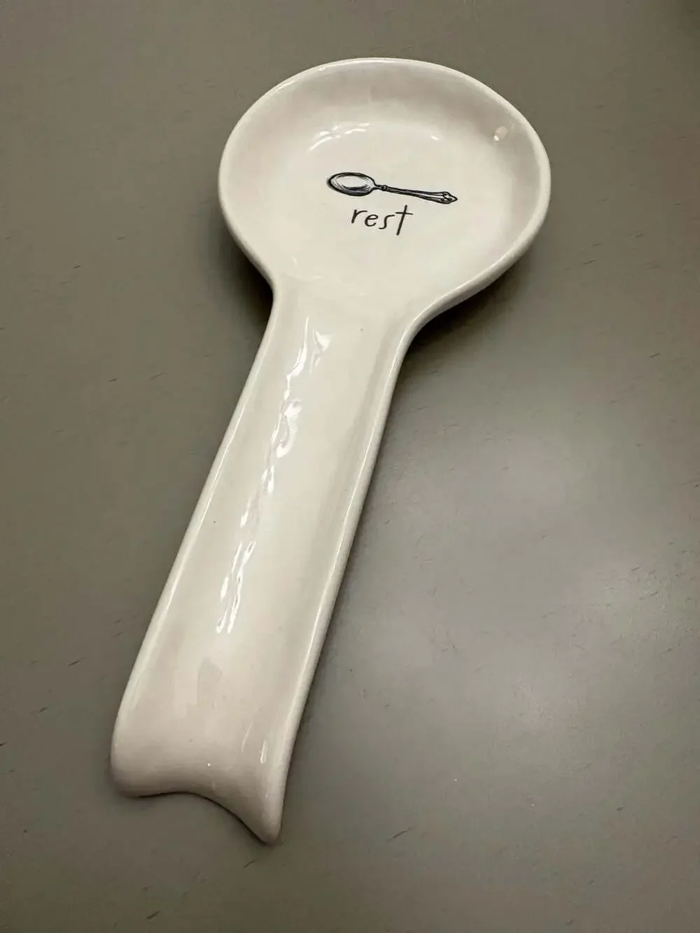 Rae Dunn Ceramic Spoon Rest with Icon Design